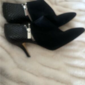 Michael Kors Black Textured Heeled Boots